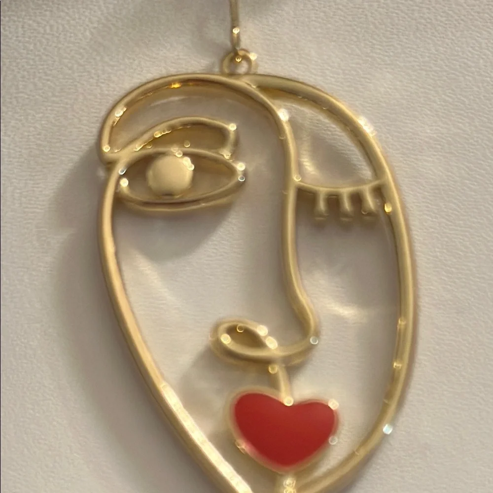 House of Harlow 1960 Gold Earrings with Red Accents - Picture 3 of 4
